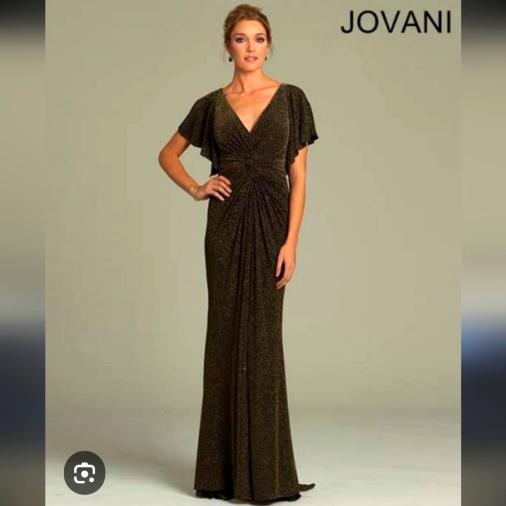 Jovani Black And Gold Bodycon Full Length Evening Dress